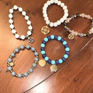 Rustic Cuff Beaded Bracelet Bundle with logo Charms